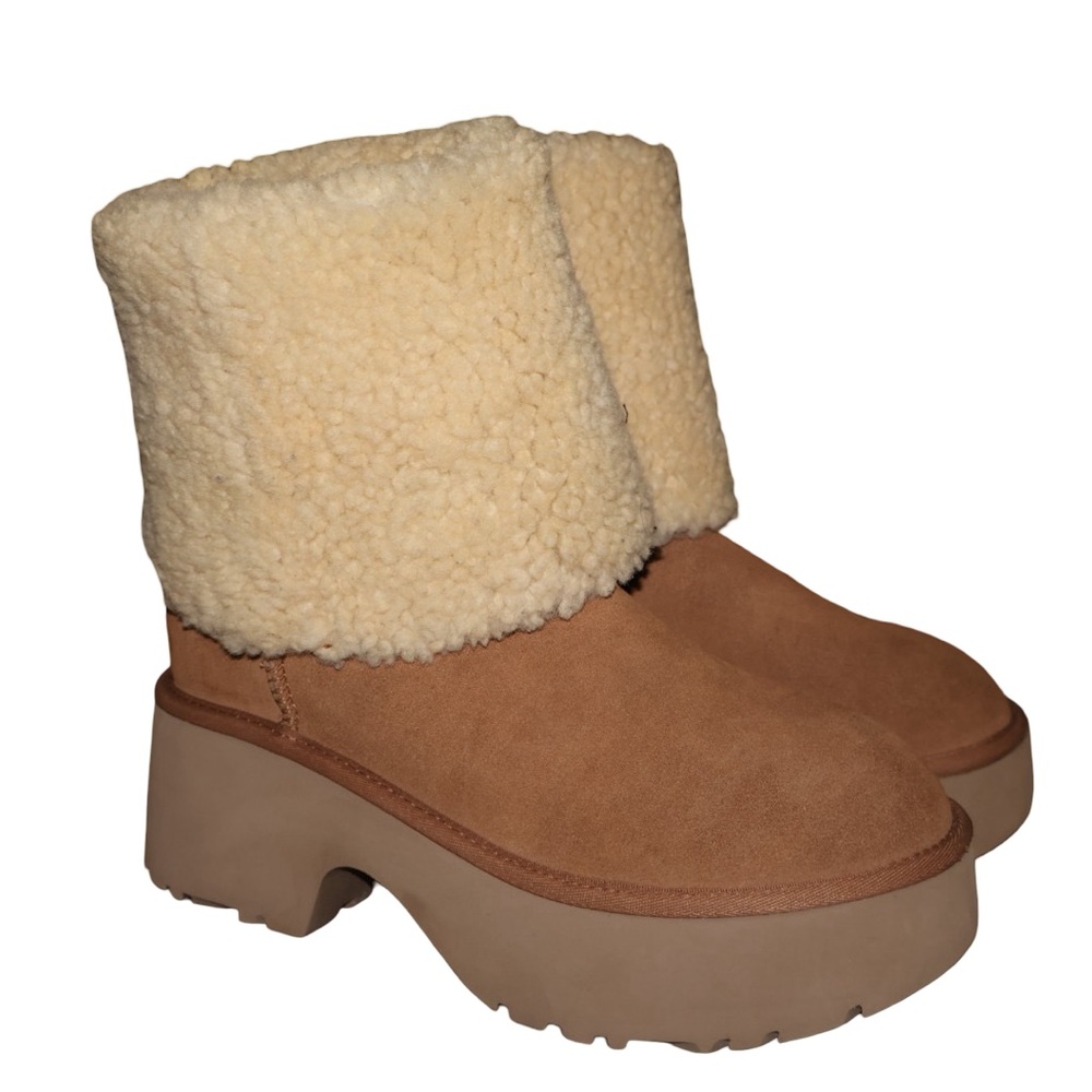 UGG Women's Classic New Heights Cuffable Suede Boots in chestnut size 11. - Picture 9 of 13